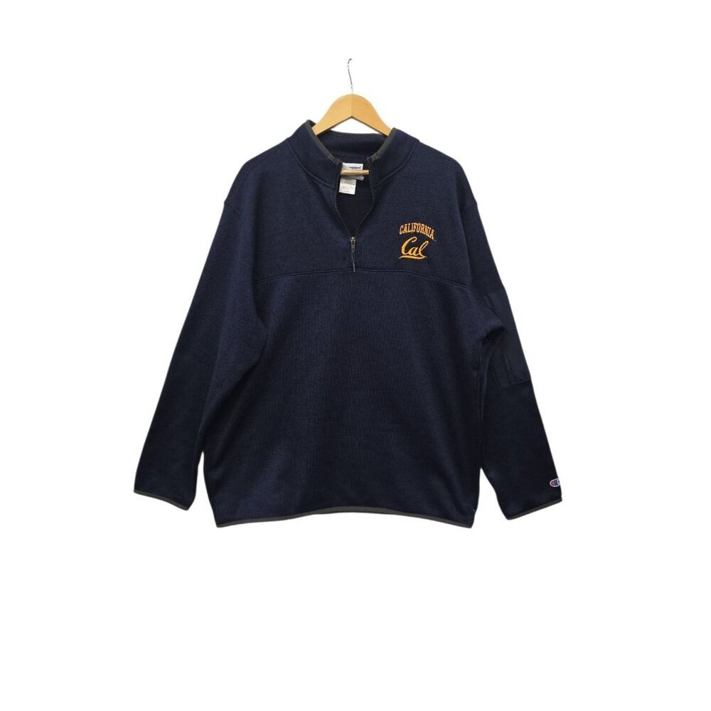 Cal Berkeley By Champion Blue 1/4 Zip Pullover Sweater Men's Size XL